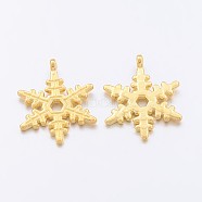 Christmas Snowflake Tibetan Style Alloy Pendants, Lead Free and Cadmium Free, Golden, 23x17.5mm, Hole: 1.5mm(K094L011)