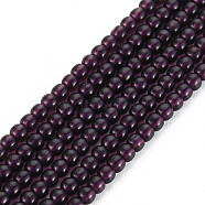 Glass Beads Strands, Round, Purple, 2mm, Hole: 0.6mm, about 185~206pcs/strand, 14.37~14.76 inch(36.5~37.5cm)(GLAA-N041-008C)