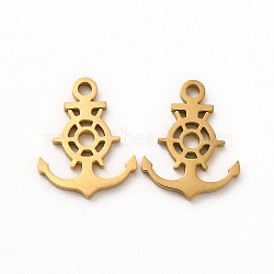 Ion Plating(IP) 304 Stainless Steel Pendants, Anchor & Helm Charms, Golden, 17x13x1.4mm, Hole: 1.8mm(STAS-M089-30G)