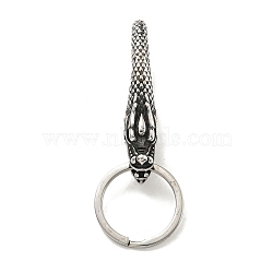 Tibetan Style 316 Surgical Stainless Steel Fittings with 304 Stainless Steel Key Ring, Dragon, Antique Silver, 72mm(FIND-Q101-23AS)