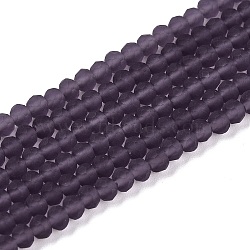 Transparent Glass Beads Strands, Faceted, Frosted, Rondelle, Purple, 2.9~3.3mm, Hole: 1mm, about 148~150pcs/strand, 39.5~40cm(EGLA-A044-T2mm-MD15)