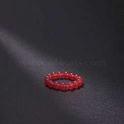 Natural Jade Stretchy Finger Rings, Round, Beads: 4mm, Inner Diameter: Adjustable(FS-WG01730-33)
