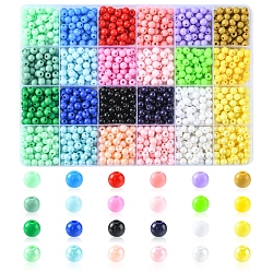 1488Pcs 24 Style Opaque Acrylic Beads, Round, Mixed Color, 6x5mm, Hole: 1.8mm, 62pcs/style(OACR-FS0001-20)