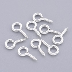 Iron Screw Eye Pin Peg Bails, For Half Drilled Beads, Silver Color Plated, about 10mm long, 5mm wide, 1.2mm thick, hole: 2.8mm(E563Y-S)