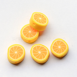 Handmade Polymer Clay Lemon Beads, Gold, 10x4.5mm, Hole: 1~2mm(CLAY-Q170-12)