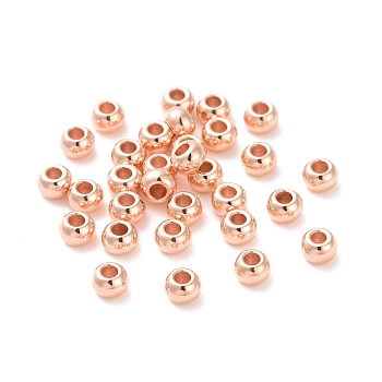 304 Stainless Steel Beads, Round, Rose Gold, 3x2mm, Hole: 1.2mm