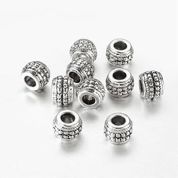 Large Hole Beads, Alloy European Beads, Antique Silver, Lead Free and Cadmium Free & Nickel Free, Rondelle, Size: about 9.5mm in diameter, 7mm thick, hole: 4mm