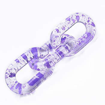 Transparent Acrylic Linking Rings, Quick Link Connectors, for Cable Chains Making, Oval, Medium Purple, 31x19.5x5mm, Inner Diameter: 8x20mm