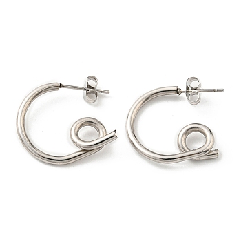 304 Stainless Steel Twist Knot Stud Earrings for Women, Stainless Steel Color, 20x4.5mm