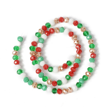 Christmas Theme Glass Beads Strands, Faceted, Abacus, Colorful, 6x5mm, Hole: 1mm, about 89~93pcs/strand, 17.01~17.52 inch(43.2~44.5cm)