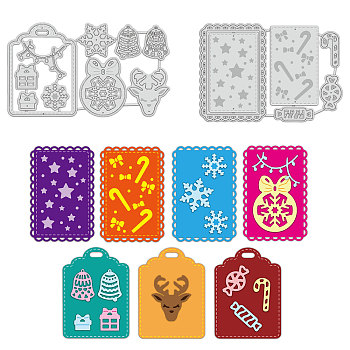 Christmas Theme Carbon Steel Cutting Dies Stencils, for DIY Scrapbooking, Photo Album, Decorative Embossing Paper Card, Stainless Steel Color, Christmas Themed Pattern, 70~73x107~121x0.8mm, 2pcs/set