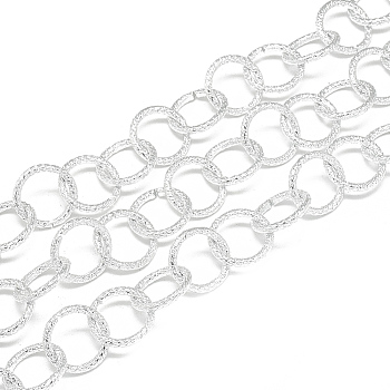 Unwelded Aluminum Rolo Chains, Belcher Chain, Textured, Gainsboro, 15.5x2mm