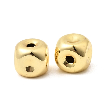 Brass Beads, Long-Lasting Plated, Cadmium Free & Lead Free, Rack Plating, Cube, Real 18K Gold Plated, 8.5x8.5x8.5mm, Hole: 1.8mm
