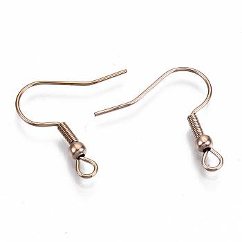 304 Stainless Steel Earring Hooks, Ear Wire, with Horizontal Loop, Cadmium Free & Nickel Free & Lead Free, Rose Gold, 20~22x22mm, Hole: 2mm, 21 Gauge, Pin: 0.7mm