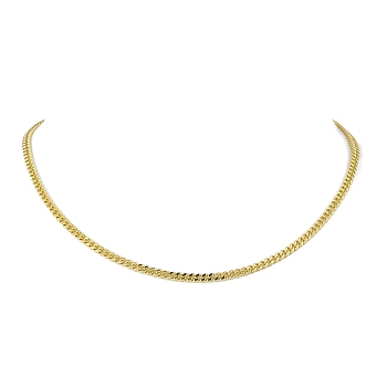 Brass Curb Chain Necklaces, Golden, 17.60 inch(44.7cm)