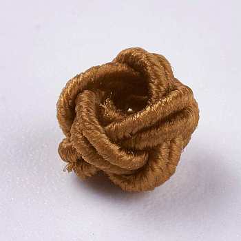 Polyester Weave Beads, Round, Sienna, 6.5x4.5mm, Hole: 4mm