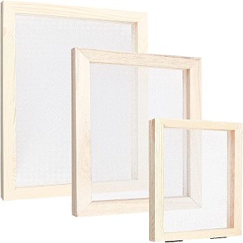 SUPERFINDINGS 3Pcs 3 Style Wooden Paper Making, Papermaking Mould Frame, Screen Tools, for DIY Paper Craft, BurlyWood, 1pc/style