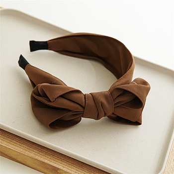 Bowknot Cloth Hair Bands, Wide Hair Accessories for Women Girls, Saddle Brown, 190x185mm