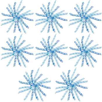 8Pcs Cloth Curly Ribbon Bows, Gift Wrap Bows with Adhesive Back, Pale Turquoise, 10x10cm