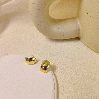 Arch Alloy Stud Earrings, Half Hoop Earrings, Golden, 23x23mm