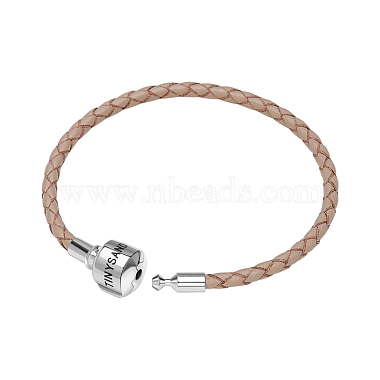 TINYSAND Rhodium Plated 925 Sterling Silver Braided Leather Bracelet Making(TS-B-127-19)-2
