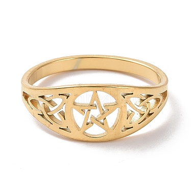 Pentacle with Sailor's Knot Finger Ring(RJEW-P037-01G)-2