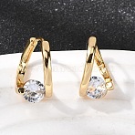 Brass Micro Pave Clear Cubic Zirconia Round Hoop Earrings, Real 18K Gold Plated, 17x9mm(EJEW-P331-09G)