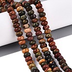 Natural Picasso Jasper/Polychrome Jasper Beads Strands, Rondelle, Smooth, 7.5~8.5x4~5.5mm, Hole: 0.9~1mm, about 75~94pcs/strand, 14.76~15.35 inch(37.5~39cm)(G-N367-02A-12)