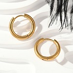 202 Stainless Steel Huggie Hoop Earrings, Hypoallergenic Earrings, with 316 Surgical Stainless Steel Pin, Ion Plating(IP), Golden, 16x2.5mm(X-EJEW-F111A-16mm-G)