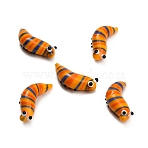 Handmade Lampwork Worm Figurines, for Home Office Desk Decoration, Orange, 27.5x11x8.5mm(LA-CBA77D3-01C)