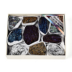 10Pcs Electroplated Natural Coal Quartz Geode Cornucopia Mineral Specimen, Raw Crystal Cluster, Healing Crystal Home Decor Gift, with Paper Box, 46~71x28~52x27~39mm(G-N347-15)