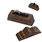 1Pc Black Walnut Wood Ring Storage Boxes with Magnetic Lid, Mountain Shape, Coffee, 10x3x5.15cm(OBOX-PH0001-06)