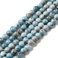 Natural Gemstone Beads Strands, Imitation Larimar, Dyed, Round, Sky Blue, 4~4.5mm, Hole: 0.8mm, about 87pcs/strand, 15.04 inch(38.2cm)(G-F730-02A)