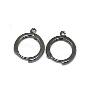 Brass Huggie Hoop Earring Findings, Long-Lasting Plated, Circle Ring, Gunmetal, 16.5x13.5x2mm, Hole: 1.2mm, Pin: 0.8mm(PALLOY-F249-19B)