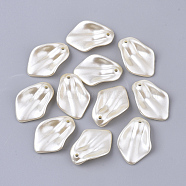 ABS Plastic Imitation Pearl Pendants, Petal/Leaf, Beige, 24x16.5x4.5mm, Hole: 1.5mm(X-OACR-T022-16)
