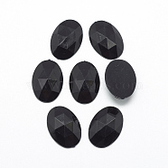 Acrylic Rhinestone Flat Back Cabochons, Faceted, Bottom Silver Plated, Oval, Black, 18x13x4.5mm(X-GACR-Q011-13x18-01)