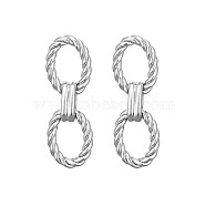 304 Stainless Steel Oval Dangle Stud Earrings, Stainless Steel Color, 33x11.4mm.(LU8104-4)