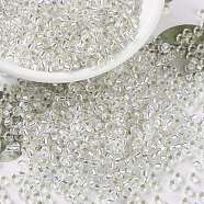 MIYUKI Round Rocailles Beads, Japanese Seed Beads, (RR1) Silverlined Crystal, 8/0, 3mm, Hole: 1mm, about 422~455pcs/bottle, 10g/bottle(SEED-JP0009-RR0001)