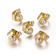 Adjustable Pearl Cuff Finger Rings, with Brass Findings, Golden, 18.5~20mm(X-RJEW-K229-H01)