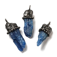 Raw Rough Natural Kyanite Pendants, Prism Charms with Antique Silver Tone Brass Findings, 39x15x11mm,Hole:5mm(G-K381-02AS-01)