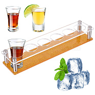 Glitter 6 Round Holes Acrylic Shot Glasses Holders, Beer Wine Glasses Organizer Rack for Family Party Bar Pub, Rectangle, Clear, 290x67x53mm, Inner Diameter: 38mm(AJEW-WH0324-79)