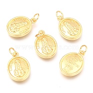 Alloy Pendants, Long-Lasting Plated, with Jump Ring, Oval, Real 18K Gold Plated, 17x12x3mm, Hole: 3.5mm(PALLOY-B024-25G)