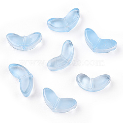 Spray Painted Transparent Glass Beads, Leaf, Sky Blue, 6.5x14x4.5mm, Hole: 1mm(GLAA-T022-27C)