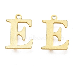 Vacuum Plating  304 Stainless Steel Charms, Laser Cut, Alphabet, Golden, Letter.E, 12x9x0.8mm, Hole: 1mm(STAS-H112-E-G)