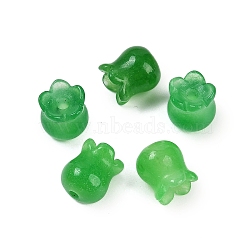 Dyed Natural White Jade Beads, Flower, Green, 10.5x9x9mm, Hole: 1.5mm(G-Z065-14)