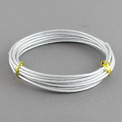 Textured Round Aluminum Wire, Bendable Metal Craft Wire, for Jewelry Wrapping Craft & Floral Wire, Silver, 12 Gauge, 2mm, 5m/roll(16.4 Feet/roll)(AW-R004-5m-01)