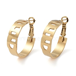 304 Stainless Steel Hoop Earrings, Jewely for Women, Golden, Rectangle, 25.5x8mm(EJEW-K278-06A-G)