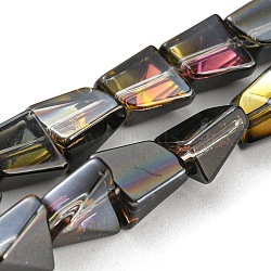 Half Plated Electroplate Transparent Glass Beads Strands, Faceted Polygon, Black, 8x7x5mm, Hole: 1mm, about 80pcs/strand, 25.04 inch(63.6cm)(EGLA-G037-06A-HP02)