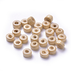 Natural Maple Wood Beads, Lead Free, Flat Round, Dyed, Beige, 6x3mm, Hole: 2mm, about 14772pcs/1000g(WOOD-S610-7-LF)