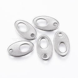 201 Stainless Steel Chain Tabs, Chain Extender Connectors, Oval, Stainless Steel Color, 12x7x0.8mm, Hole: 1.2mm(STAS-K154-54P)